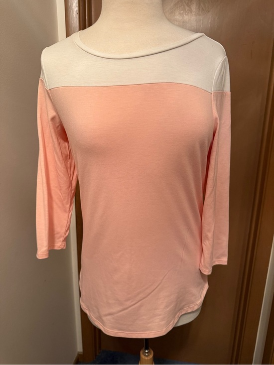 The Limited Tops - The Limited Pink & White Boatneck 3/4 Sleeve Top